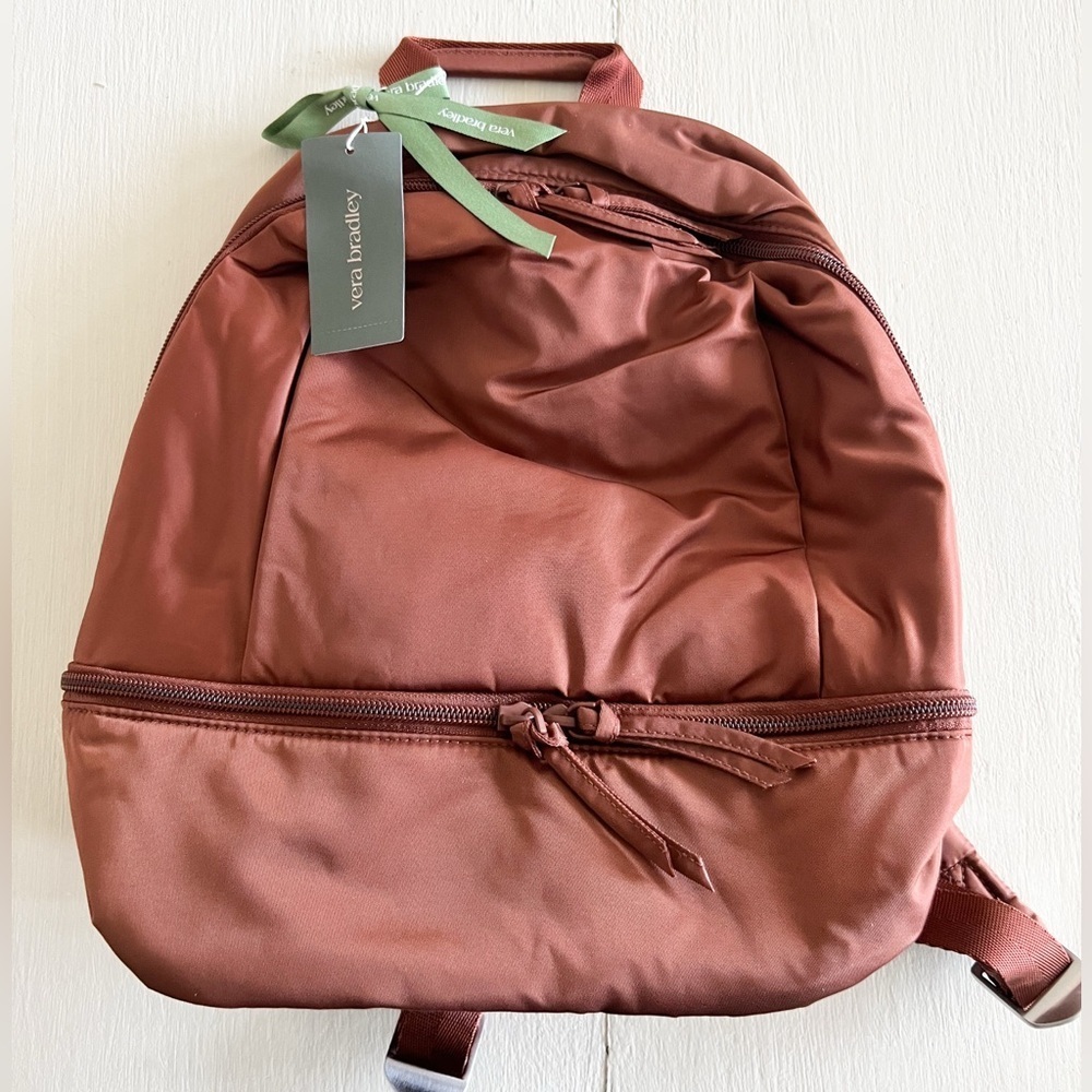 NWT Vera Bradley Chancery Backpack Cinnamon Nylon Minimalist Travel Bag